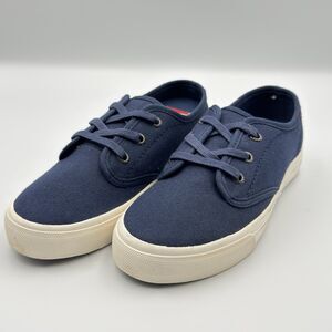 Levi's Kids Size 3 Blue Canvas Leather Lace Up School Boat Sneakers Shoes